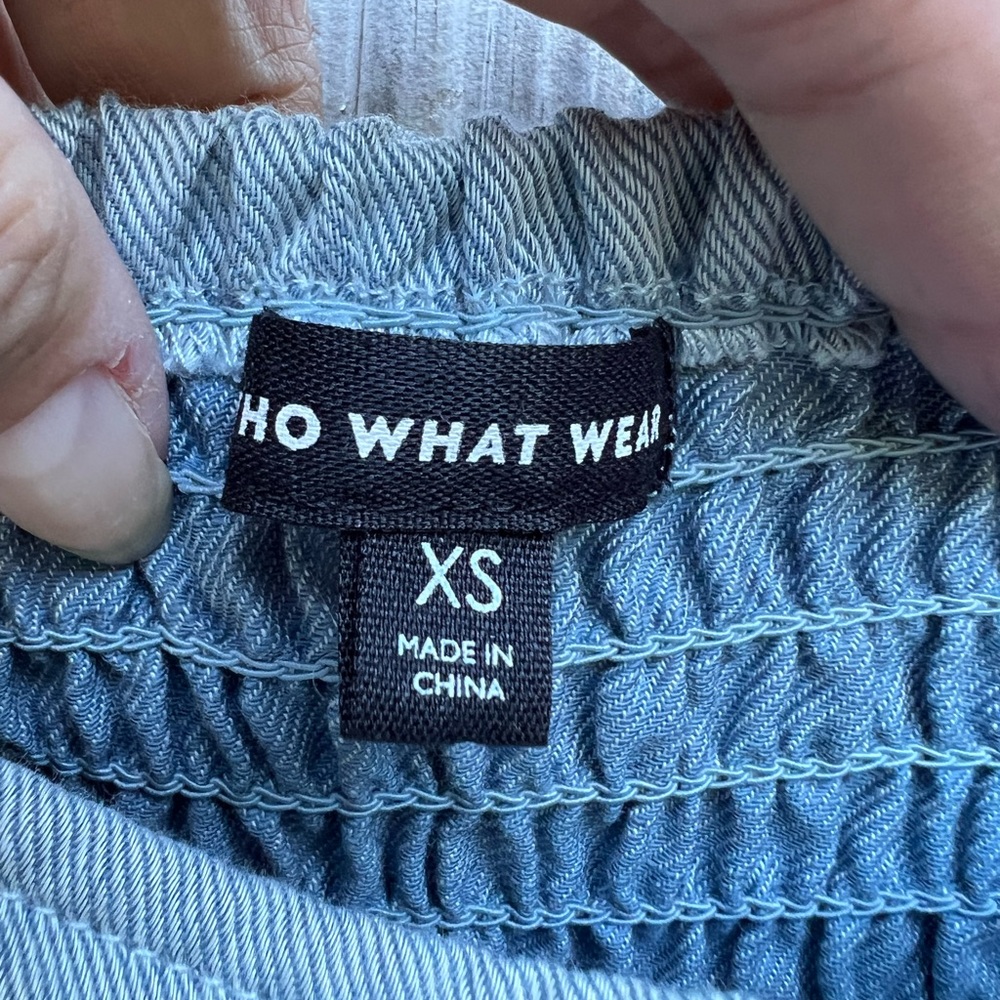 WHO WHAT WEAR Denim Dress with Balloon Sleeves size XS - Picture 8 of 10